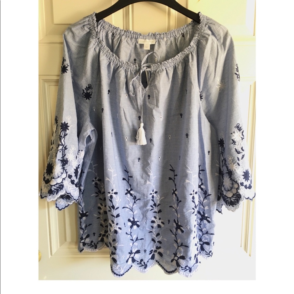 Charter club sz XL Embroidered Peasant Top
